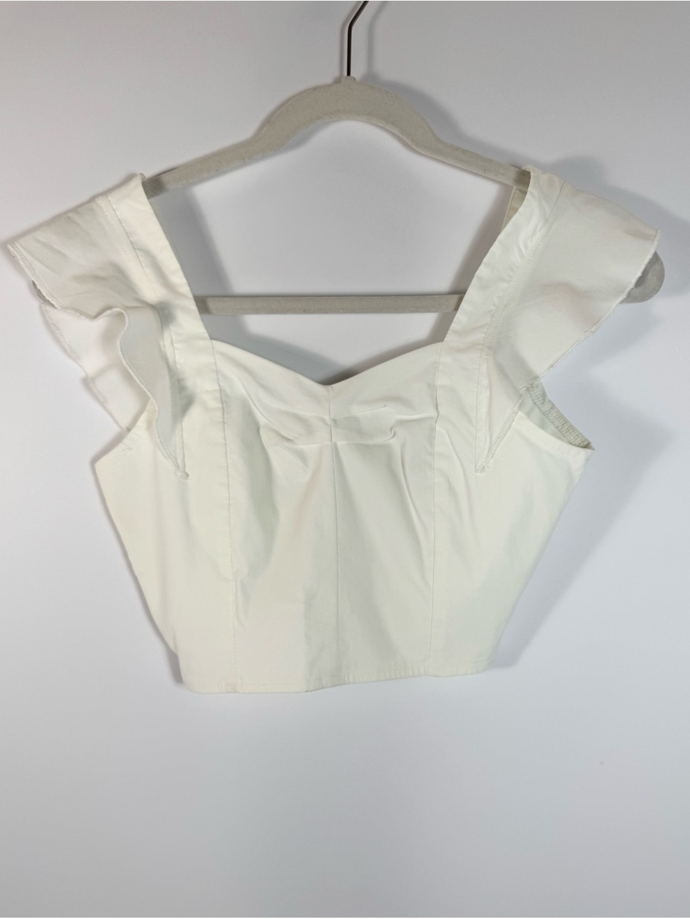 Women's White Ruffle Sleeve Crop Top - Classic Summer Staple Chicme - Picture 3 of 14